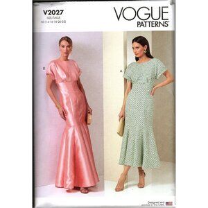 Vogue V2027 Misses 14 to 22 Mermaid Dresses in Two Lengths Uncut Sewing Pattern